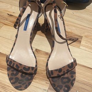 Stuart Weitzman suede cheetah print block heel